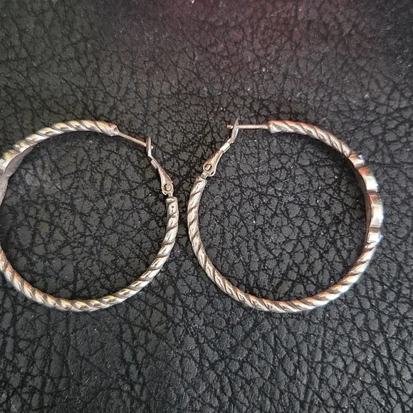 Brighton Halo Silver Hoop Earrings with Purple and Blue Stones - Picture 4 of 6